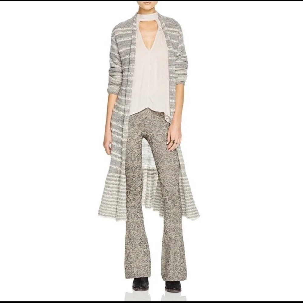 Free People rare Smile As You Mean midi duster open knit striped cardigan